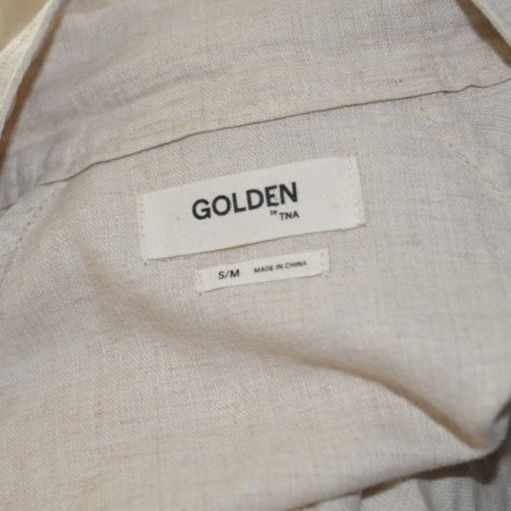 Aritzia Golden By TNA Coastal Kimono Embroidered Linen Sz S/M - Picture 4 of 7